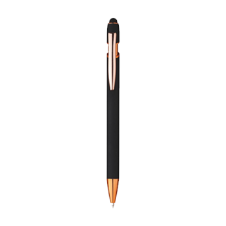 Gold Touch - Penna in alluminio finitura rubber incisione color oro. Refill nero