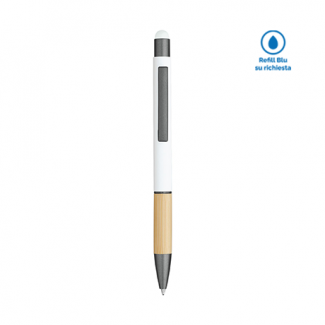 WANDA - Penna Sfera Touch In legno e rubber con clip in plastica.